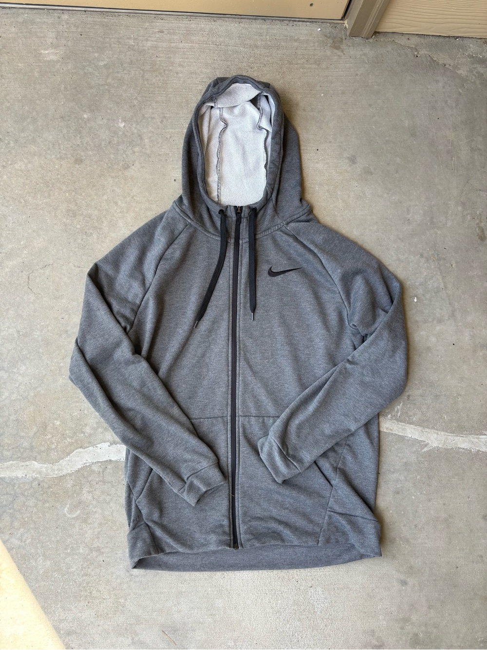 Nike Grey Dri-FIT Zip Hoodie with Black Logo Trim